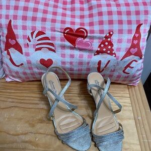 Barely used Silver glitter wedges